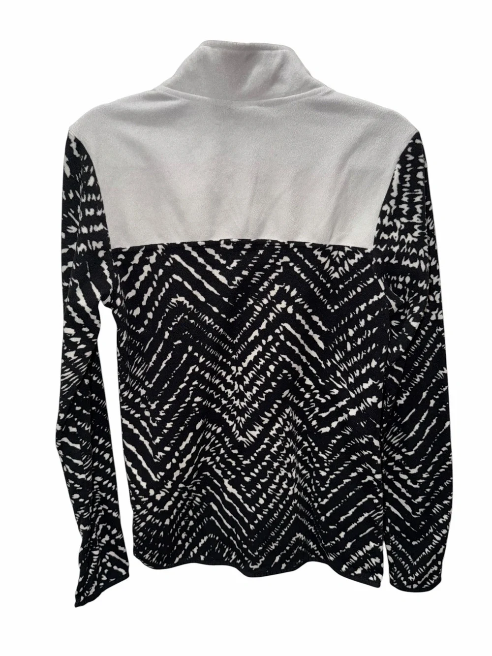 The North Face Youth Black & White Patterned Quarter Buttoned Fleece Pullover